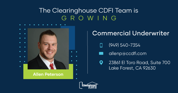 Clearinghouse CDFI Welcomes Allen Peterson, Commercial Underwriter