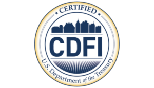 U.S. Treasury's Certified CDFI logo text and a yellow circle.