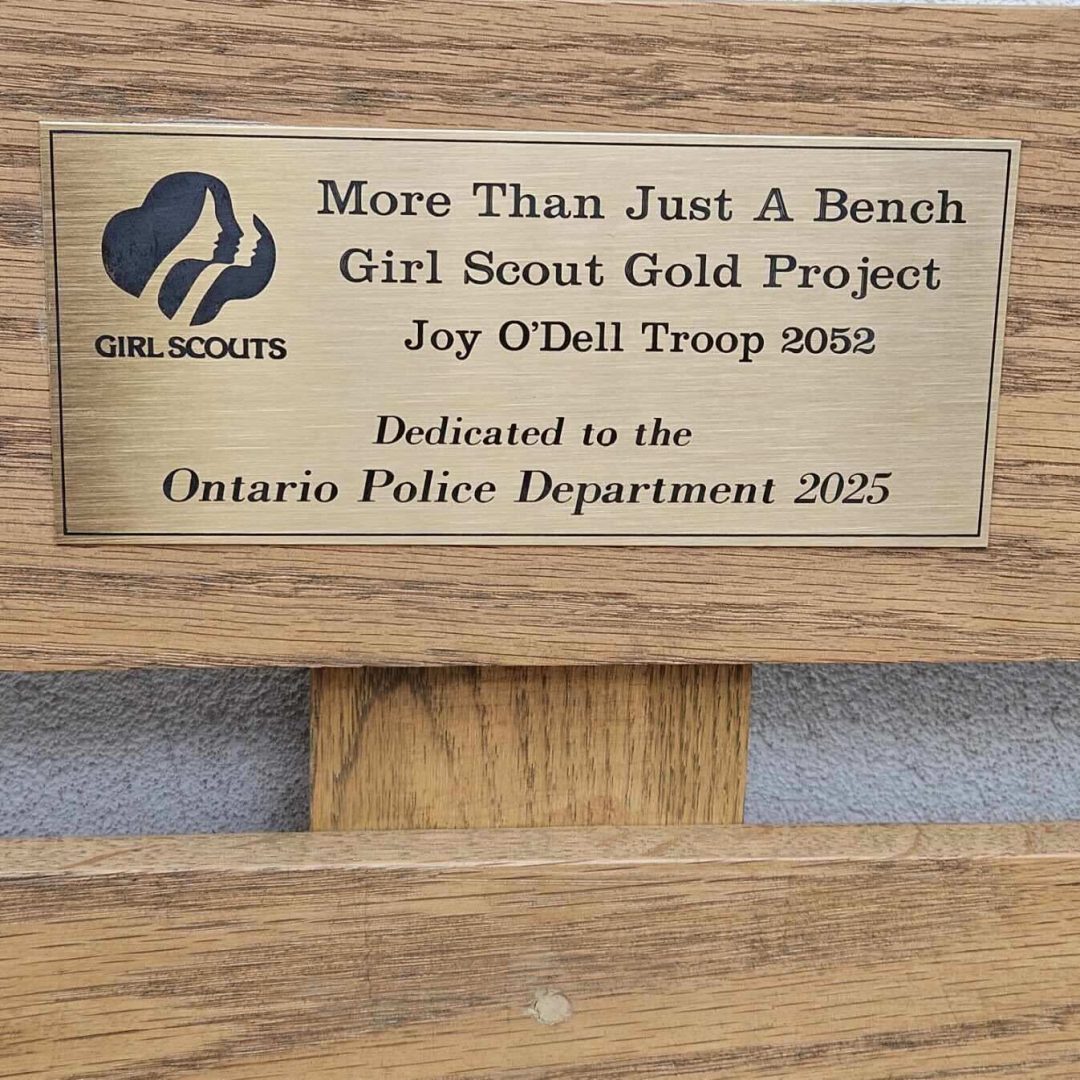 Joy O'Dell - Girl Scouts Gold - Bench Inscription