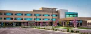 Exterior view of Trios Southridge Hospital, Kennewick's leading medical center near WindSong at Southridge Memory Care