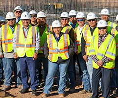 Navajo Tribal Utility Authority team members at the Chinle Wastewater Treatment Plant construction site in Arizona.