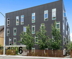Exterior view of 1806 23rd Partners, a 68-unit affordable micro-housing building in Seattle.