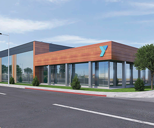 Feature rendering of the new Kolar Family YMCA in Downey, CA.
