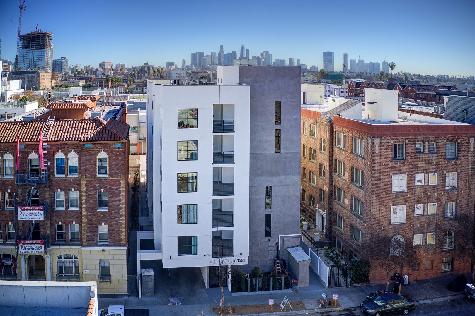 Exterior of Nabi multi-family affordable housing building in Los Angeles